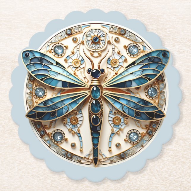 Dessous-de-verre En Papier Belle libellule de verre Art Déco (Devant)