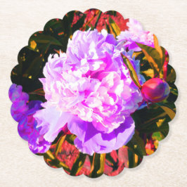 Dessous-de-verre En Papier Belle Peonies roses rond