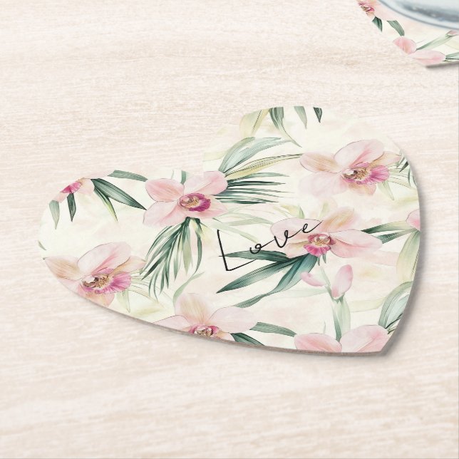 Dessous-de-verre En Papier Belles Orchidées Roses (Incliné)