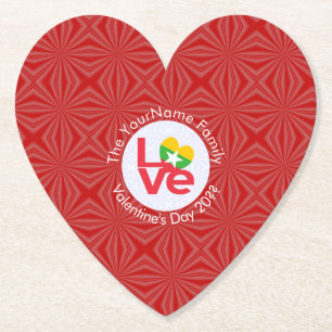 Dessous-de-verre En Papier Birmanie Myanmar drapeau LOVE personnalisé 