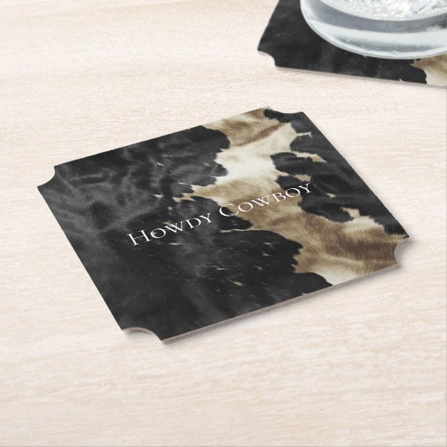 Dessous-de-verre En Papier Black Champagne Gold Cowhide (Incliné)