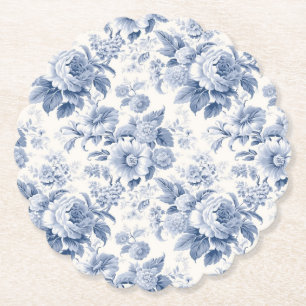 Dessous-de-verre En Papier Bleu de toile à fleurs