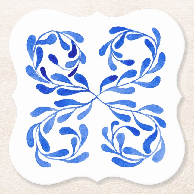 Dessous-de-verre En Papier Bleu Méditerranée (Devant)