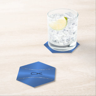 Dessous-de-verre En Papier Bleu métallique avec dessous de verre en papier d'