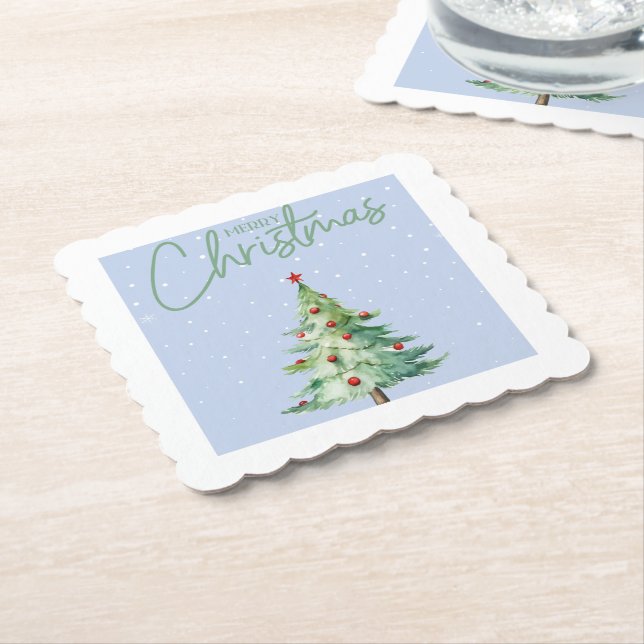 Dessous-de-verre En Papier Blue Coloured Christmas Themed Coaster (Incliné)