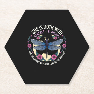 Dessous-de-verre En Papier Boho Floral Dragonfly She Is Clothed With Strength