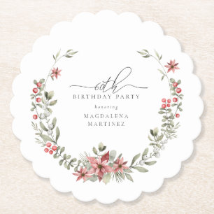 Dessous-de-verre En Papier Boho Winter Greenery Red Floral 60e anniversaire
