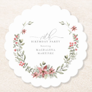 Dessous-de-verre En Papier Boho Winter Greenery Red Floral 70e anniversaire