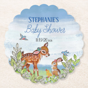 Dessous-de-verre En Papier Bois Animal Deer Bunny Canard mignet Baby shower