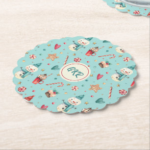 Dessous-de-verre En Papier Bonbons moelleux de Noël Monogramme