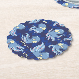 Dessous-de-verre En Papier Boo Octopus Blue Kids Vêtements & Décor Party