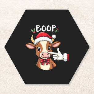 Dessous-de-verre En Papier Boop à la main Noël Vache des Highlands Père Noël