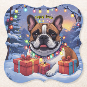 Dessous-de-verre En Papier Bouledogue français Noël 