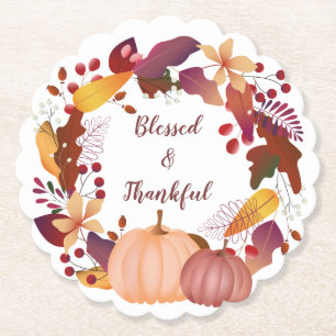 Dessous-de-verre En Papier Bounty d'automne béni Thanksgiving