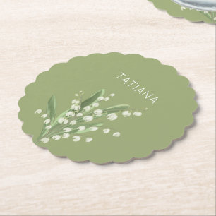 Dessous-de-verre En Papier Bouquet floral de muguet personnalisé avec nom 