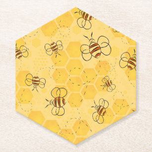 Dessous-de-verre En Papier Bourdonnement d'abeilles Abeilles à miel Mignonnes