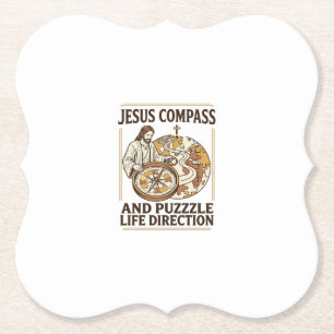 Dessous-de-verre En Papier Boussole Jésus et casse-tête Direction de vie Bous