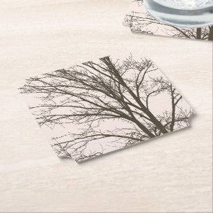 Dessous-de-verre En Papier Branches d'arbre Brown rose pâle