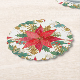 Dessous-de-verre En Papier Brilliant Poinsettia et Dessous de verre en papier