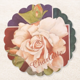 Dessous-de-verre En Papier Bronze cuivre Floral