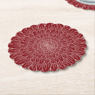 Dessous-de-verre En Papier Burgundy rouge fleur répétée florale botanique bev