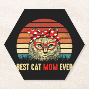 Dessous-de-verre En Papier Cadeau vintage Meilleure maman de chat Meilleurs v
