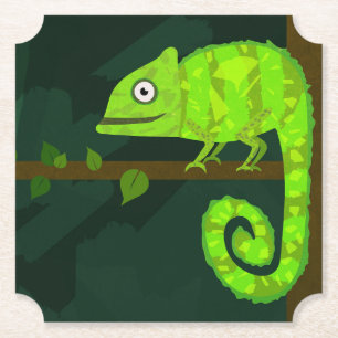 Dessous-de-verre En Papier Caméléon vert mignon