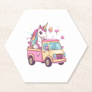 Dessous-de-verre En Papier Camion de Glace Licorne (1)