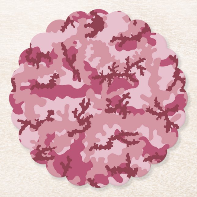 Dessous-de-verre En Papier Camouflage rose (Devant)