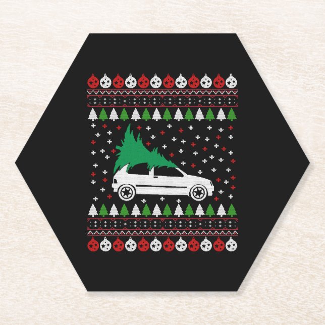 Dessous-de-verre En Papier Car Christmas (Devant)