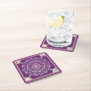 Dessous-de-verre En Papier Cardinal Red Rosace