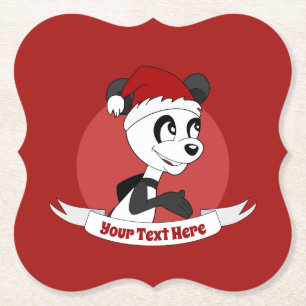 Dessous-de-verre En Papier Caricature de Noël avec la côte en papier de panda