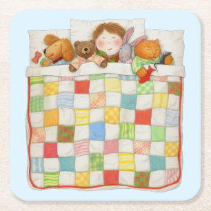 DESSOUS DE VERRE en papier Carré COSY QUILT - Bleu