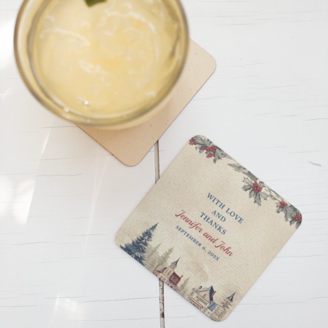 Dessous de verre en papier Carré de mariage d'hive (Créateur téléchargé)