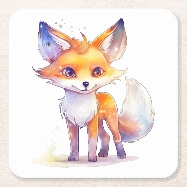 Dessous de verre en papier Carré mou Baby Fox (Devant)