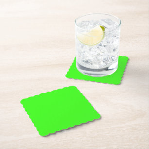 Dessous-de-verre En Papier Carré Neon Green Scalloped