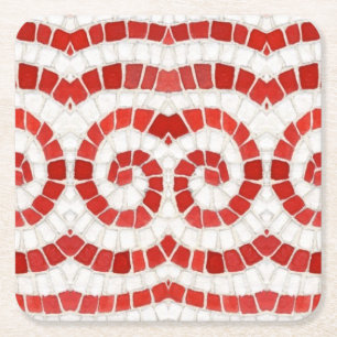 DESSOUS DE VERRE en papier Carré ROUGE IONIC MOSAI