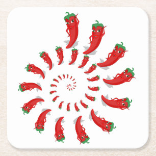 Dessous de verre en papier Carré rouge Pepper Diva