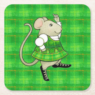 DESSOUS DE VERRE EN PAPIER CARRÉ SOURIS JIG IRLAND