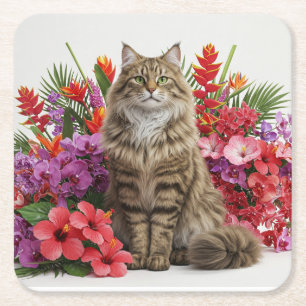 Dessous de verre en papier Carré Tropical Cat Desi