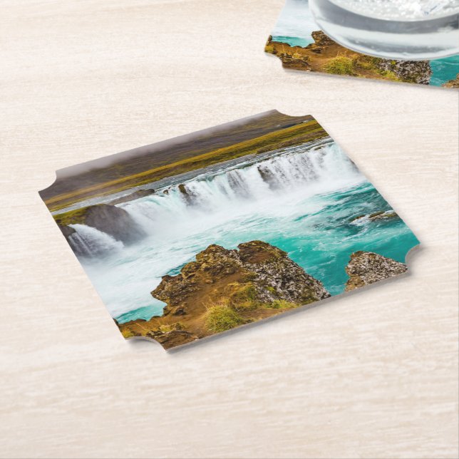 Dessous-de-verre En Papier Cascade de Godafoss, Islande (Incliné)