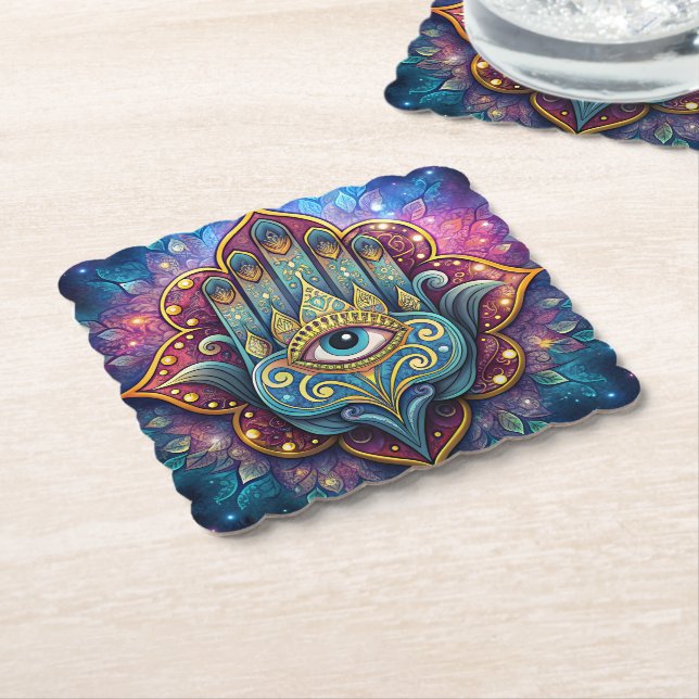 Dessous-de-verre En Papier Celestial Hamsa  (Incliné)