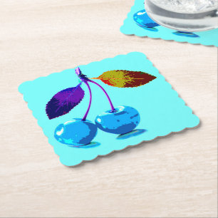 Dessous-de-verre En Papier Cerises bleues vives