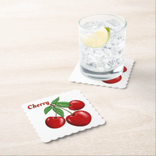 Dessous-de-verre En Papier Cerises rouges Design personnalisé