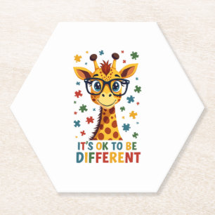 Dessous-de-verre En Papier C'est Ok Pour Être Différent Girafe Autisme Sensib