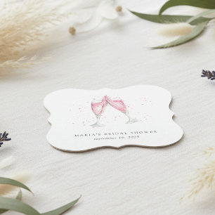 Dessous-de-verre En Papier Champagne rose Fête des mariées personnalisée