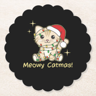 Dessous-de-verre En Papier Chat Animaux de Noël Cute Chats Meowy Catmas