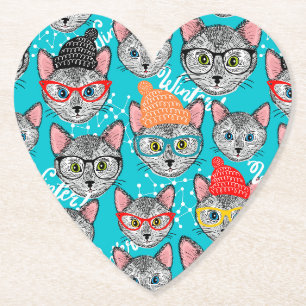 Dessous-de-verre En Papier Chat dans le casquette