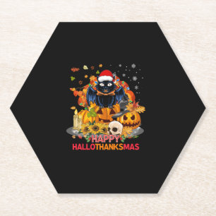 Dessous-de-verre En Papier Chat drôle Hallothanksmas Halloween Thanksgiv