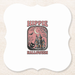 Dessous-de-verre En Papier Chat Halloween Hippie Maison Hantée Design Vintage